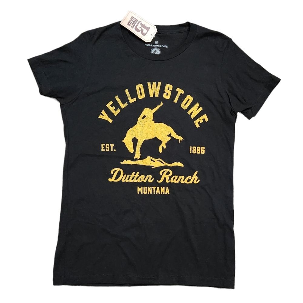 NWT Yellowstone Bucking Bronco Dutton Ranch Montana TV Show Womans T Shirt M